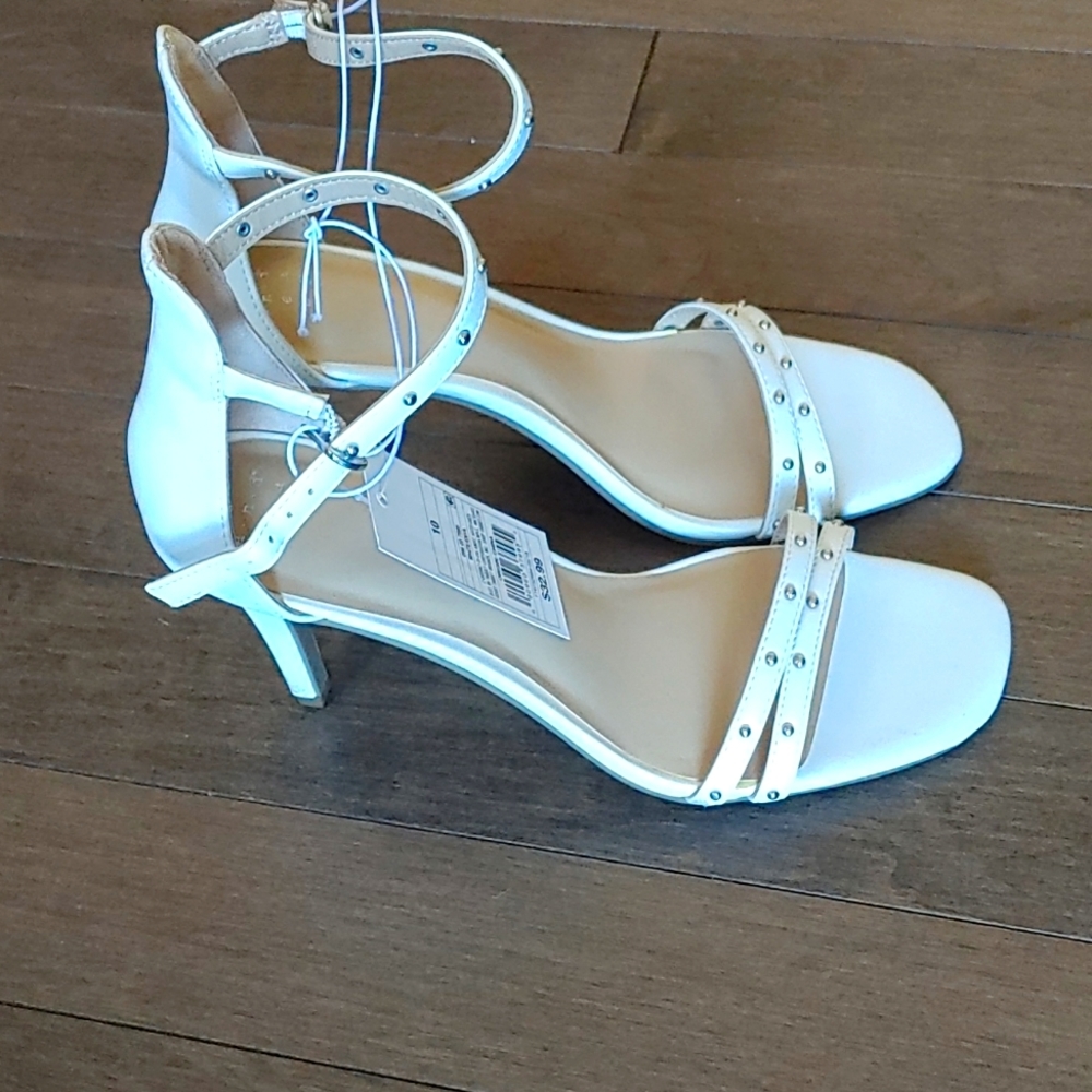 White studded sandals size 10